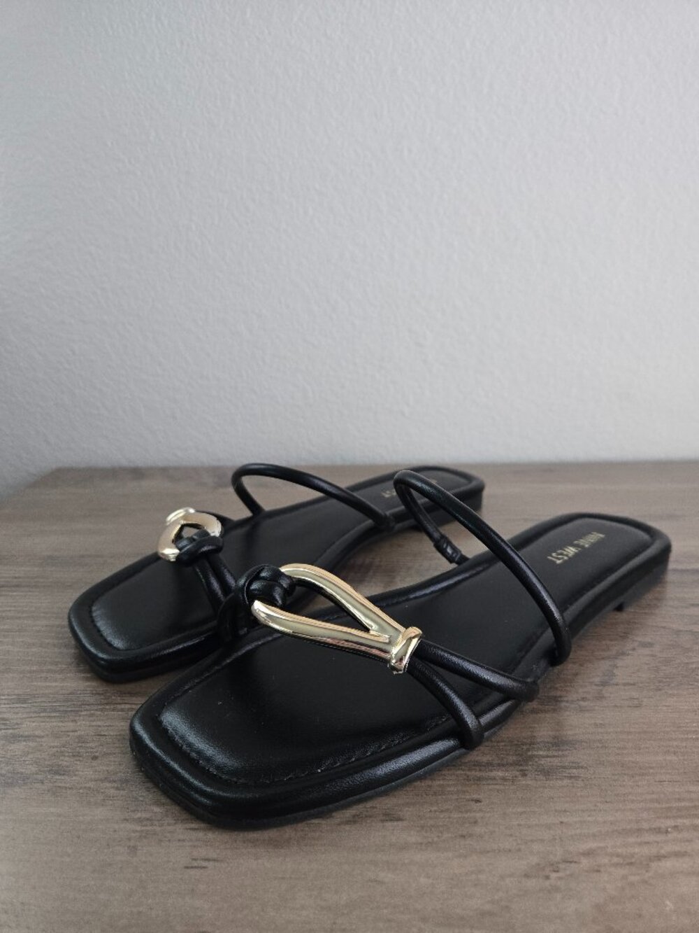 Nine West Women's Tigra Slide Sandal Square Toe Black Size 9M